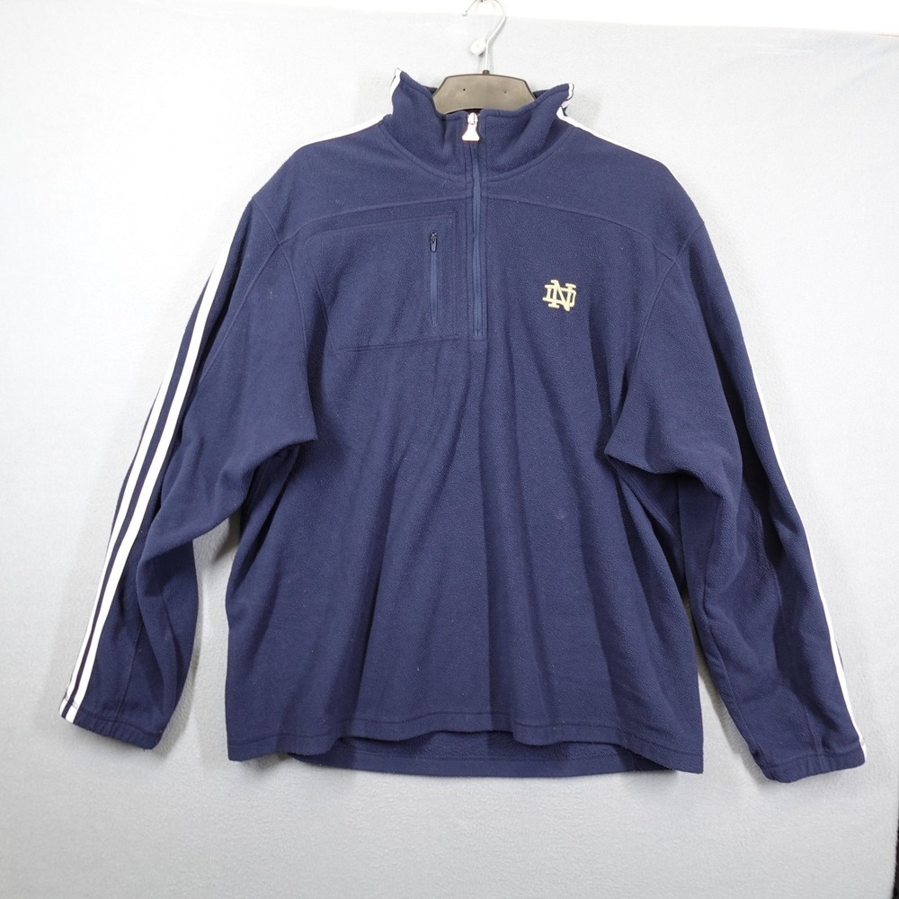 Adidas Sweatshirt Mens XL Navy Notre Dame 1/4 Zip Fleece NCAA Pullover